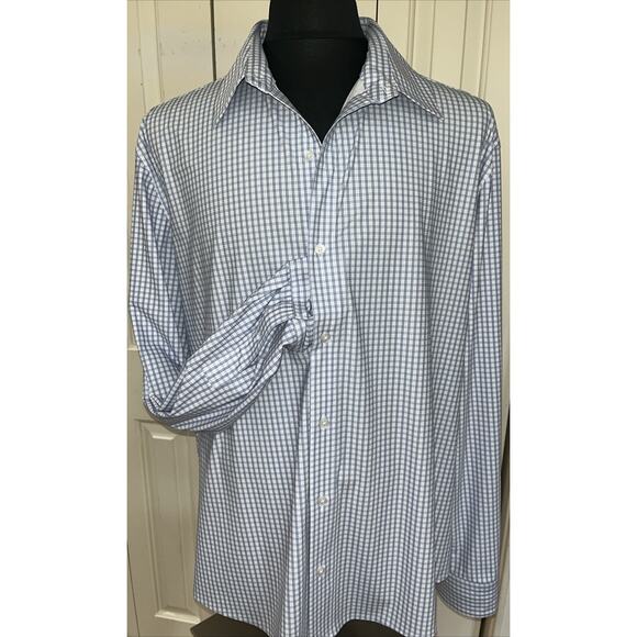 Hawker Rye Shirt Mens XXL‎ Blue White Plaid Stretch Long Sleeve Button Down - Picture 2 of 7